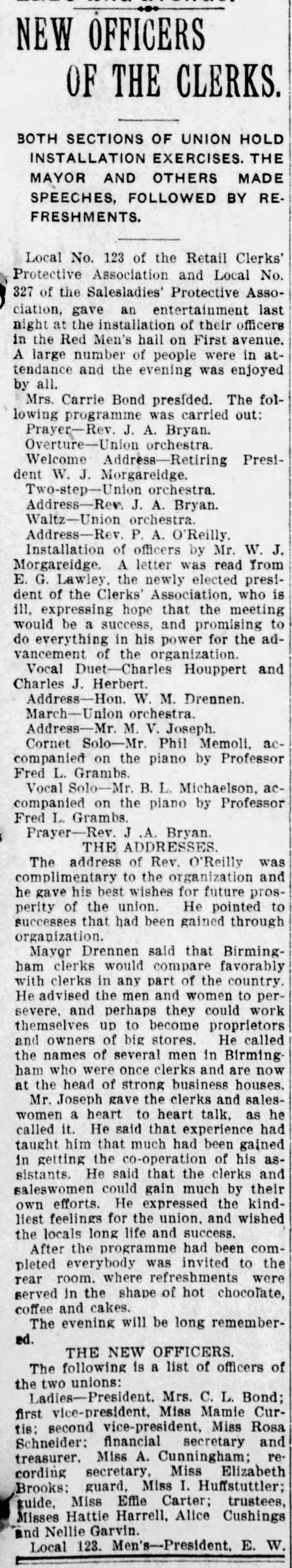 New Officers of the Clerks